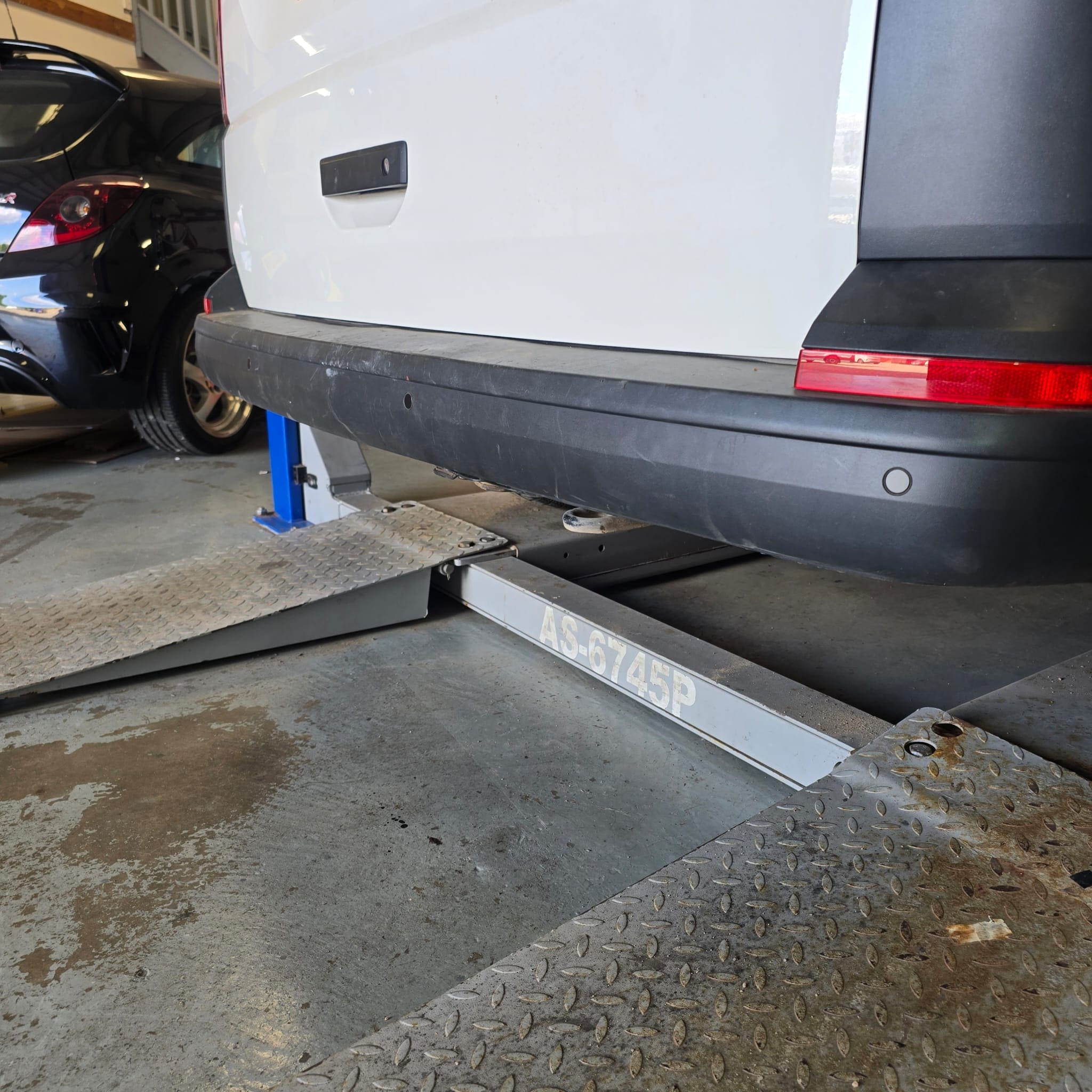 VW T6.1 Transporter rear parking sensor retrofit in progress