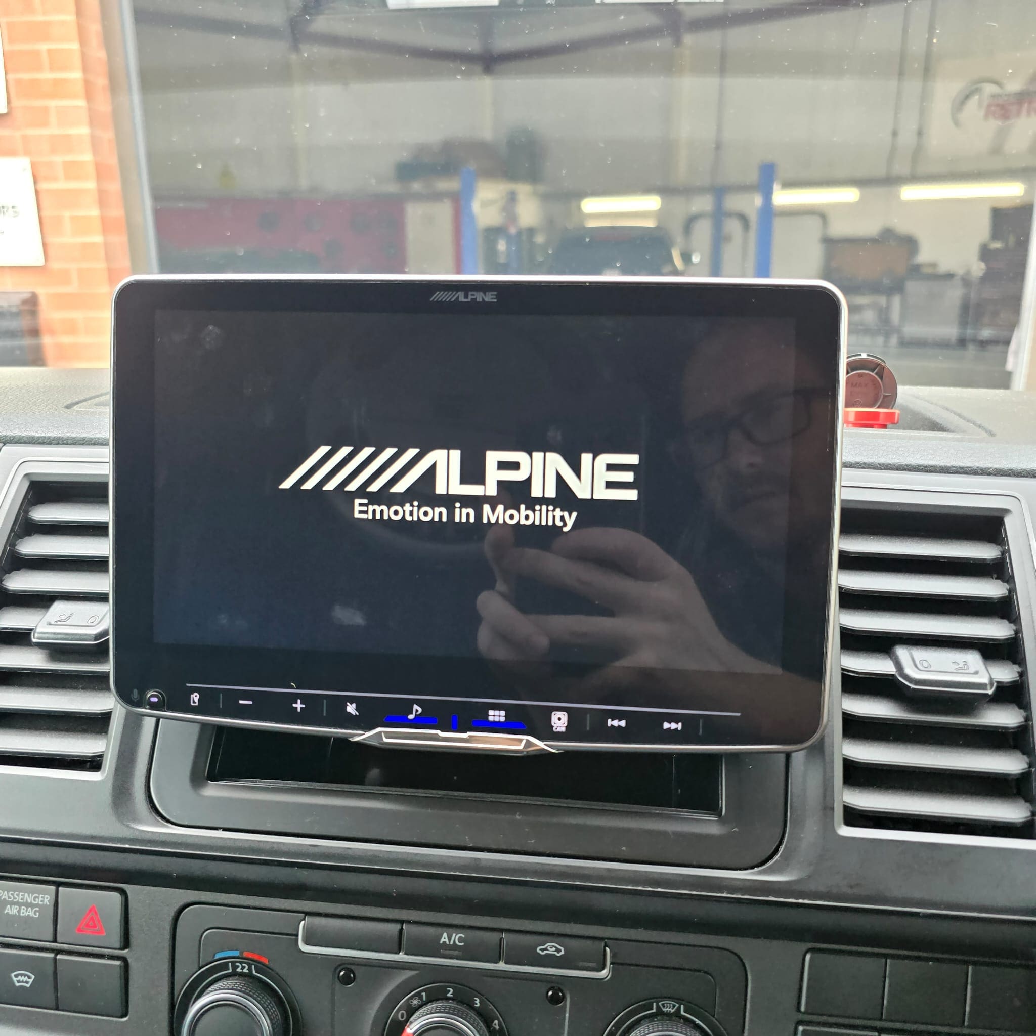 OEM rear view camera retained with new Alpine head unit in VW T6