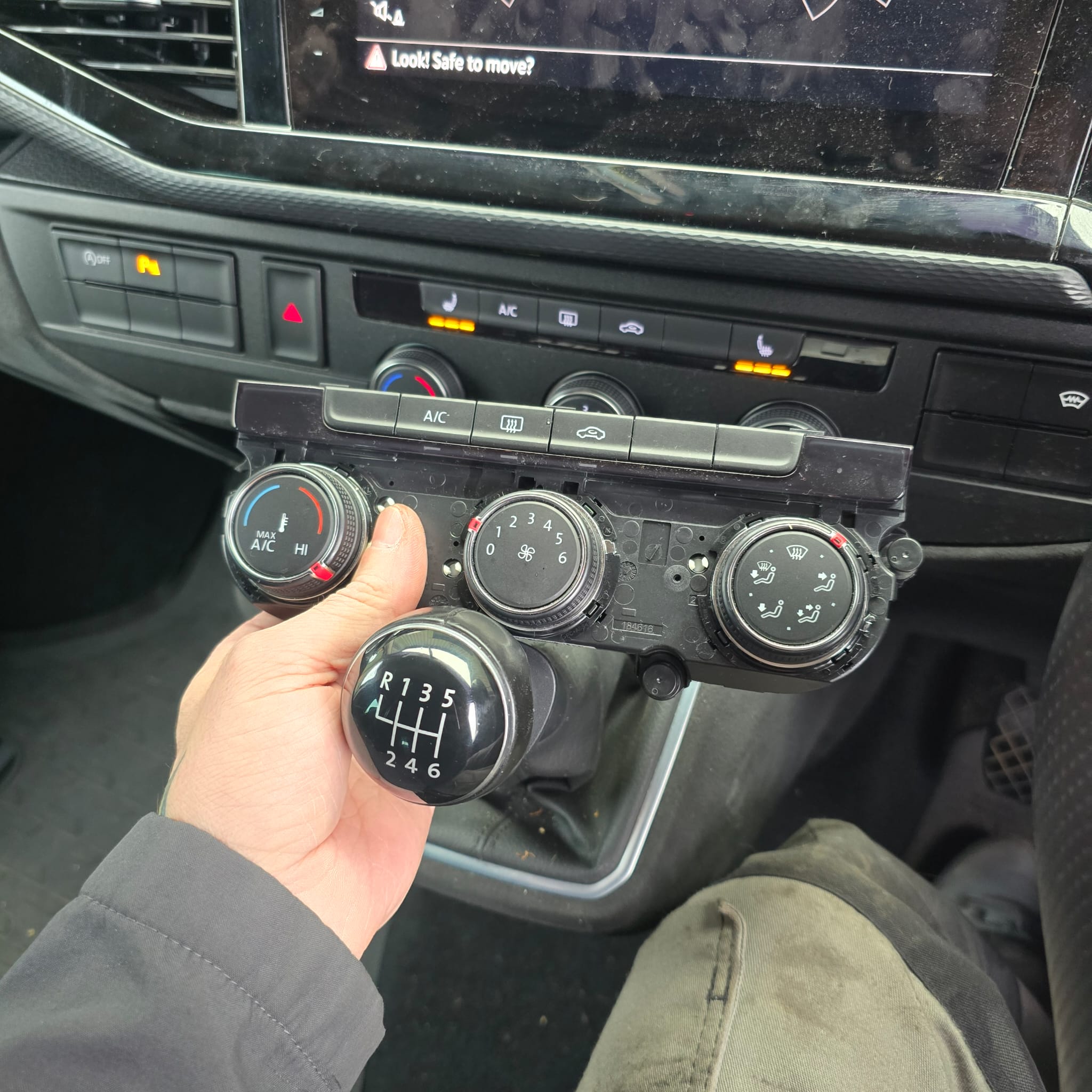 Audi RS5 seat wiring routed cleanly in VW T6