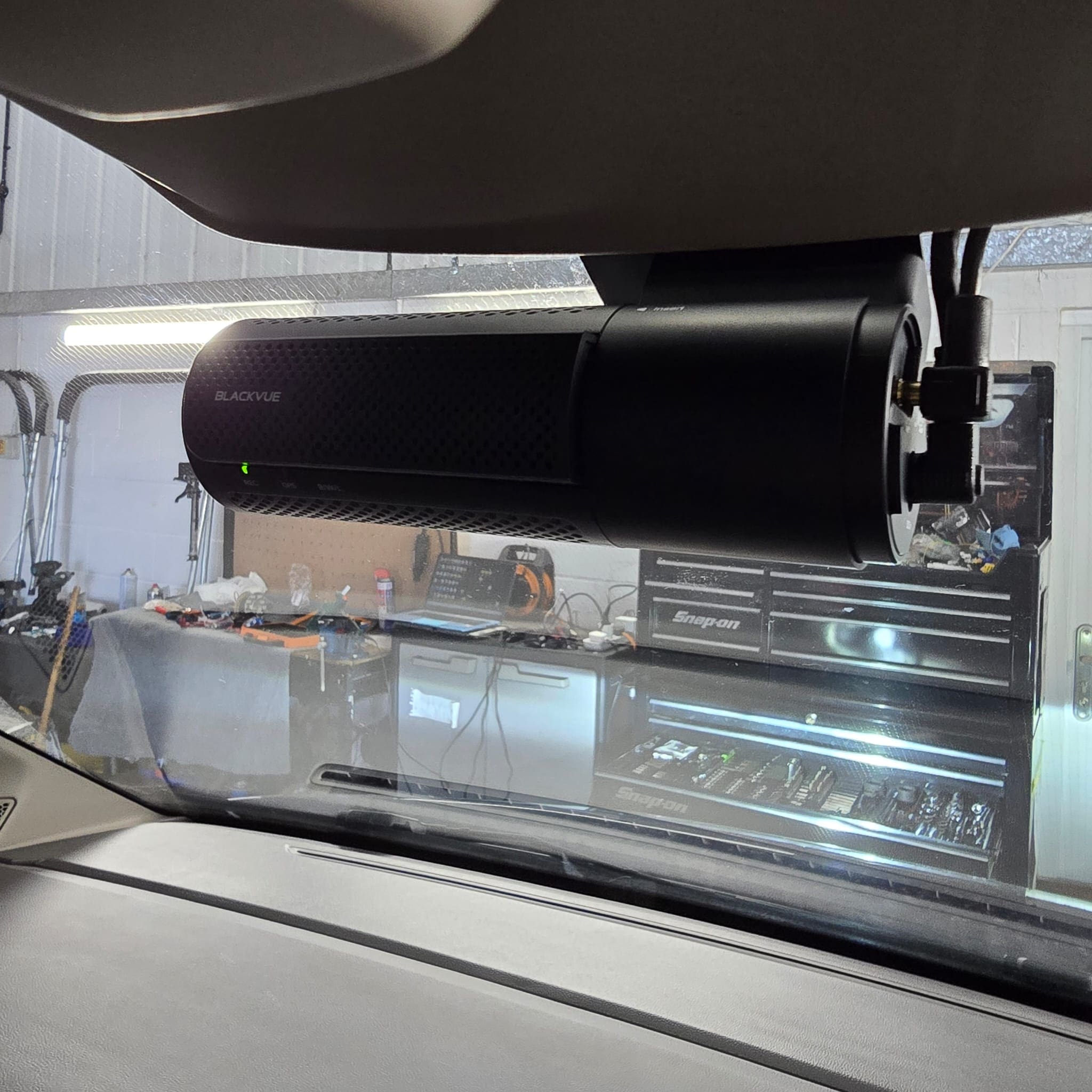 Front and rear BlackVue DR770X-2CH LTE dash cam installation in a Volkswagen T7 Multivan with hidden wiring