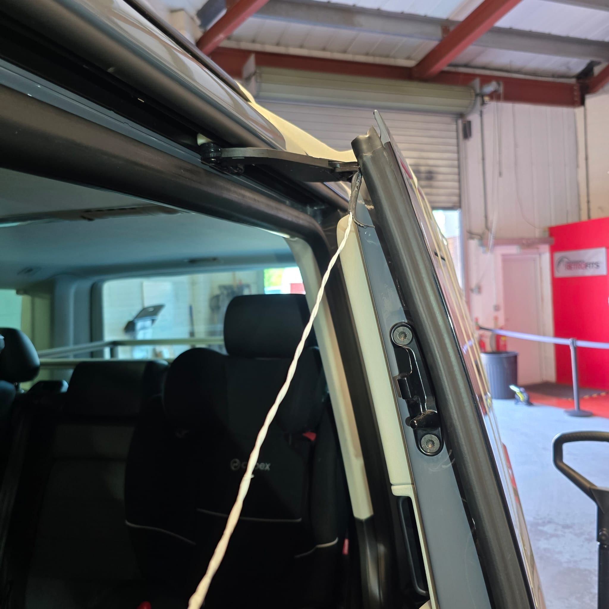 VW Transporter sliding door area after diagnosis and pinch sensor repair