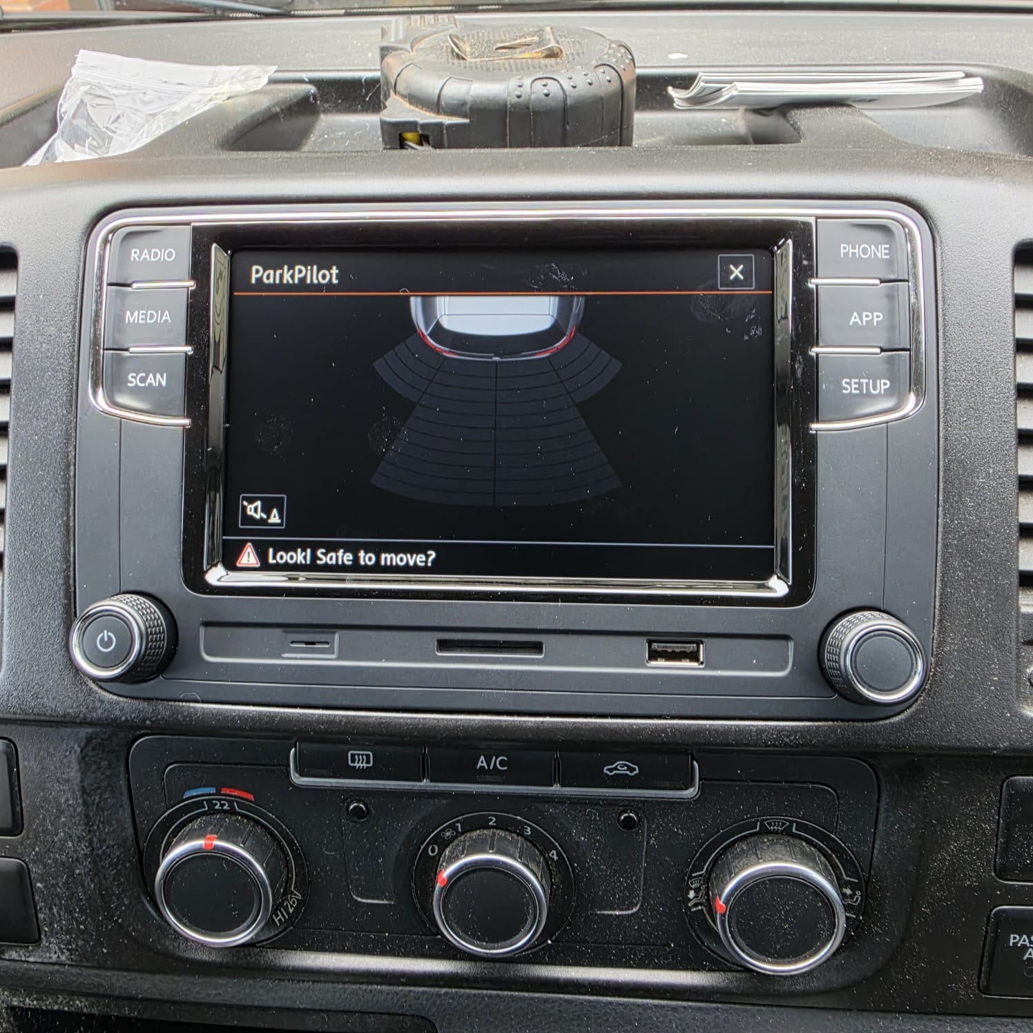 RCD360 Pro fitted into VW Transporter T5.1 with a factory-look finish
