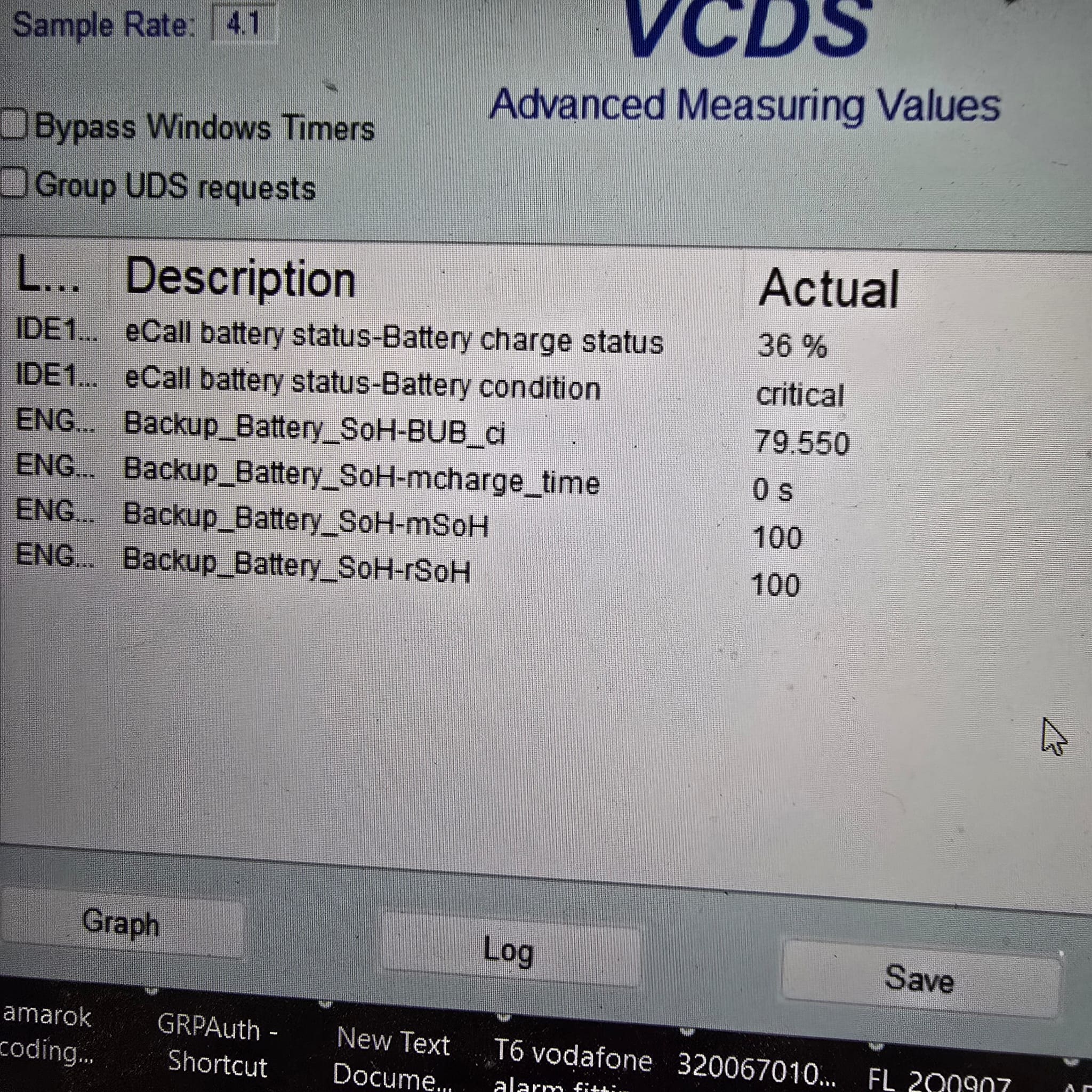 Volkswagen Transporter T6.1 dashboard showing warning messages prior to battery replacement work