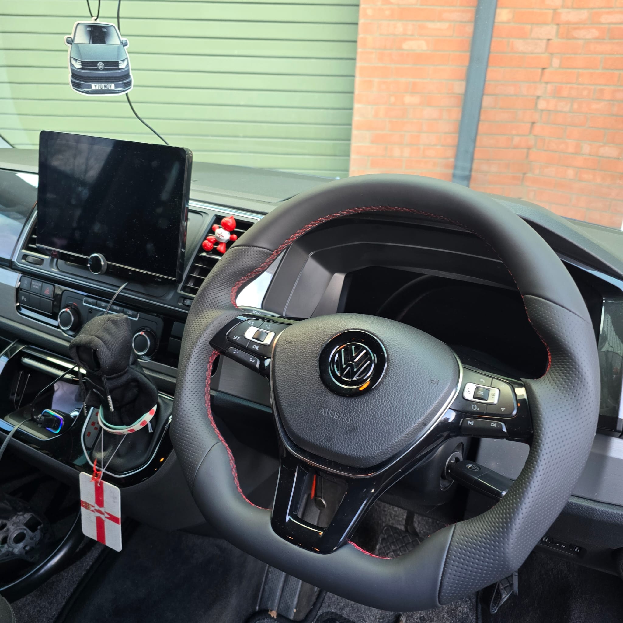 VW T6 Steering Wheel Upgrade with Red Stitching
