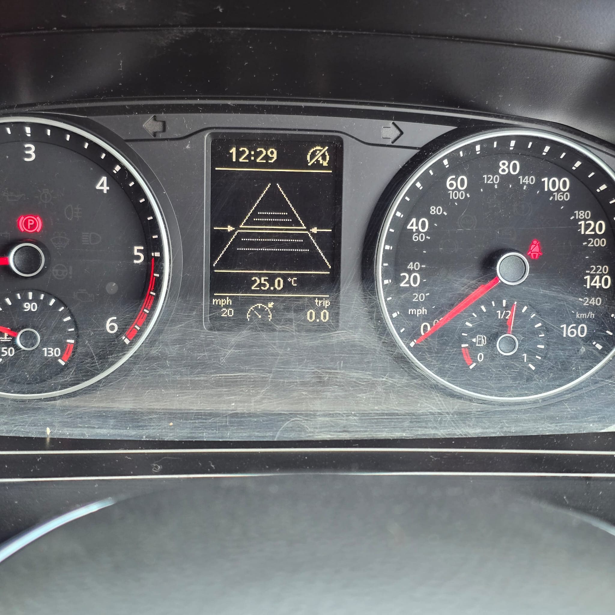 Volkswagen Transporter T6 interior showing completed flat-bottom steering wheel upgrade