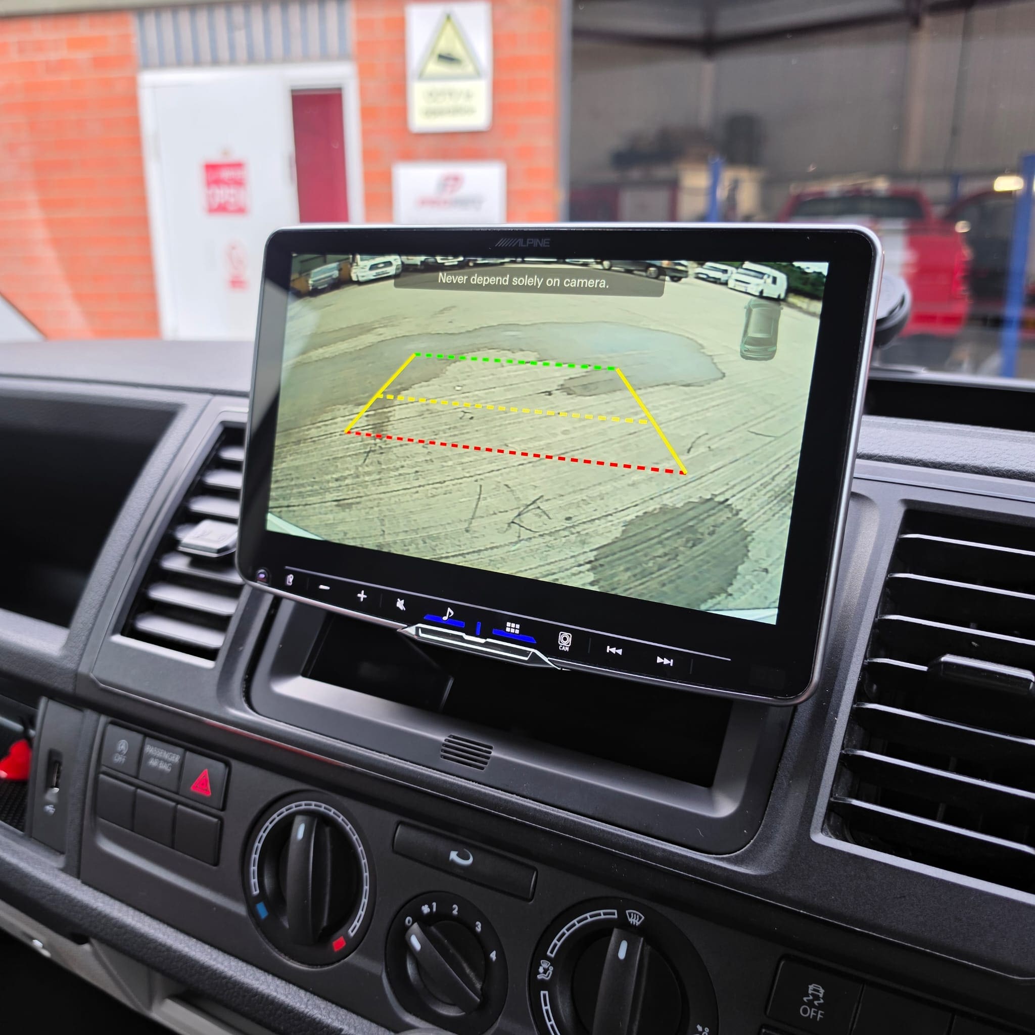 Volkswagen Transporter T6 interior upgrade with Alpine Halo 9 and rear view camera retrofit