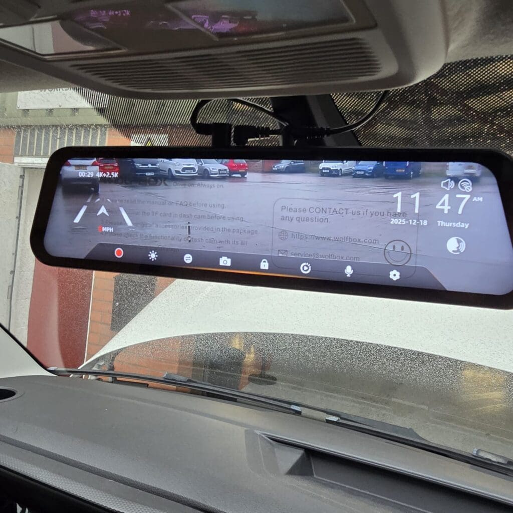 VW T6 campervan WOLFBOX dash cam installation at Midlands workshop