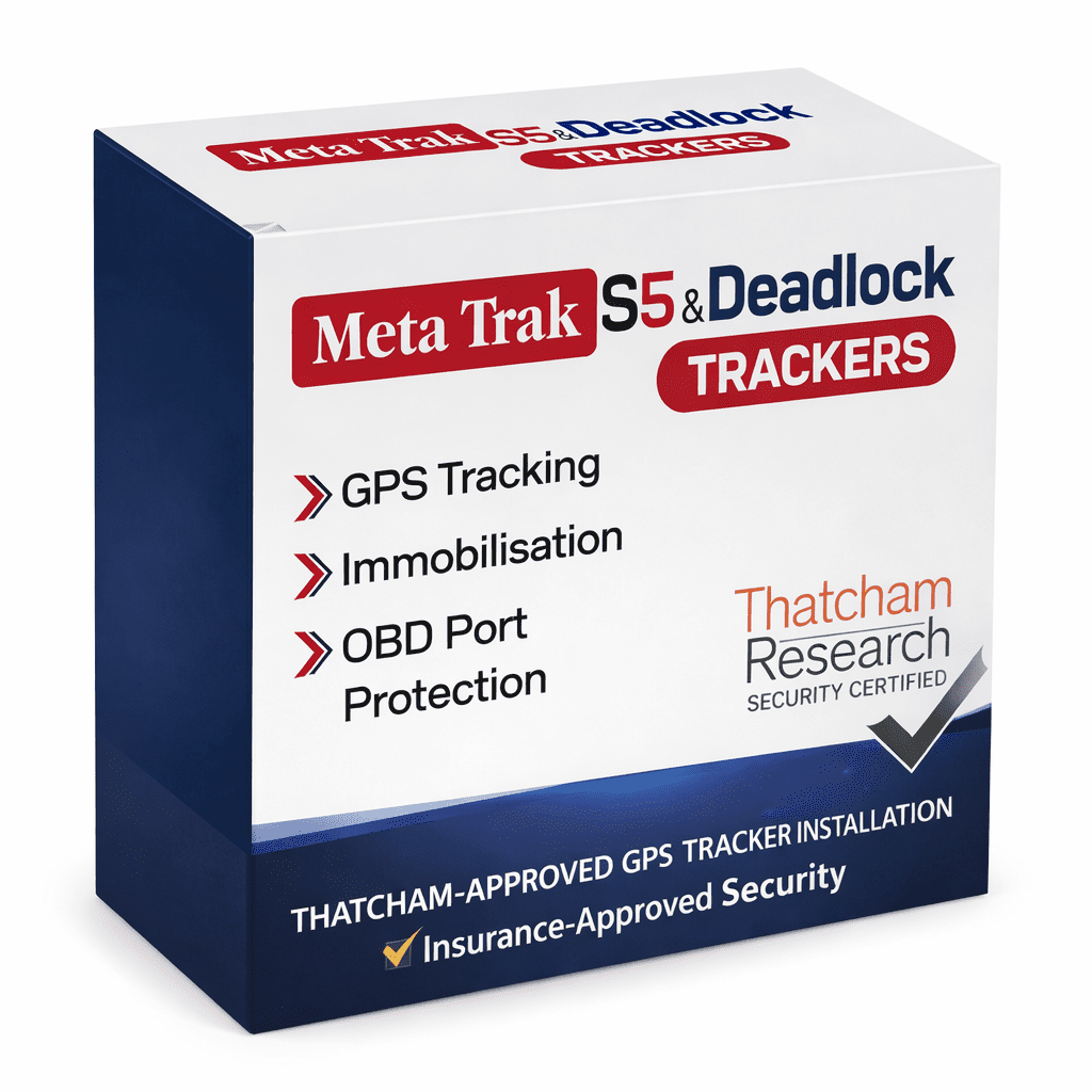 Meta Trak S5 Deadlock Pro insurance approved tracker with immobilisation – Thatcham certified GPS tracking system installed in the Midlands