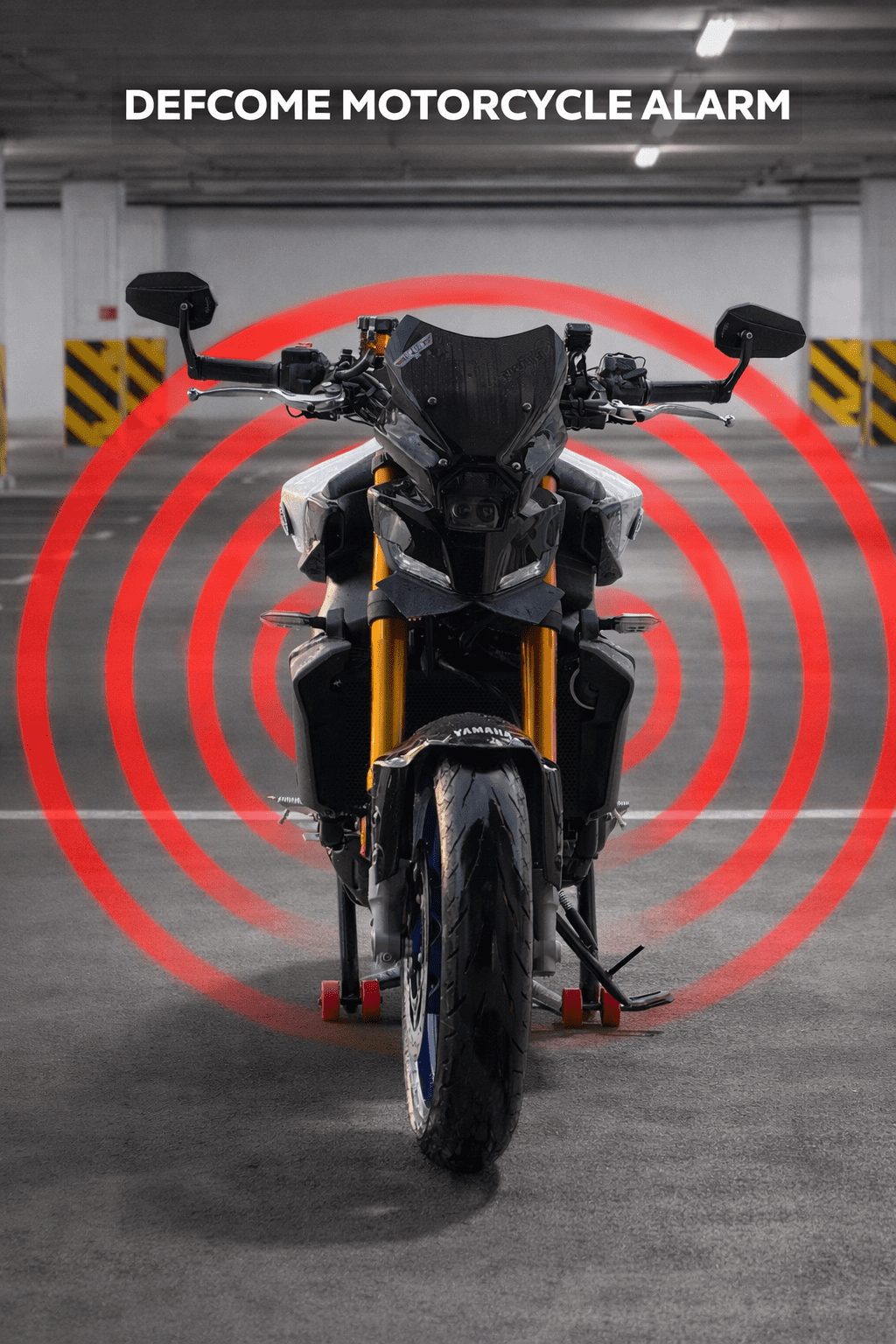 Motorbike alarm fitting Midlands with DEFCOME 3.1 and B9.5 systems and driver tag security on Yamaha motorcycle