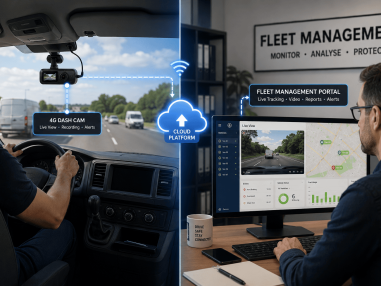 Fleet management dashboard displaying live vehicle locations, driver data and GPS tracking.