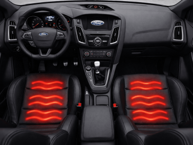 Ford Focus ST interior with both front seats showing active heated seat elements