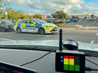 Target Blu Eye system installed in a vehicle providing AI emergency vehicle detection and live location awareness with early driver alerts.