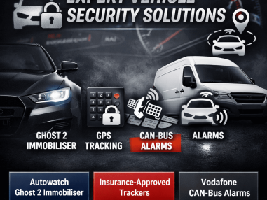 Vehicle security installation in Midlands including Ghost 2 immobiliser, insurance-approved trackers and Vodafone CAN-Bus alarms