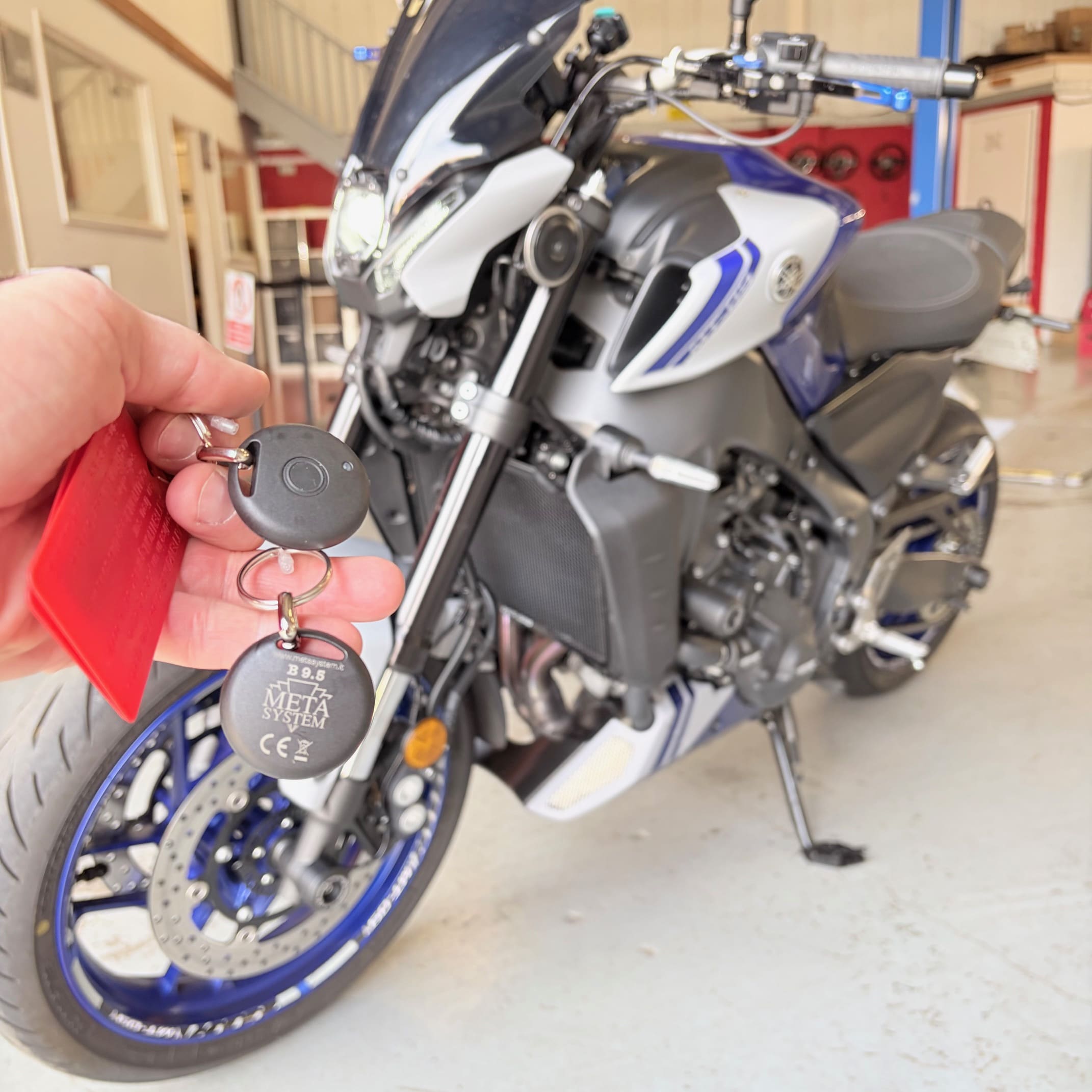 Completed Yamaha alarm and immobiliser setup after tag programming and wiring correction